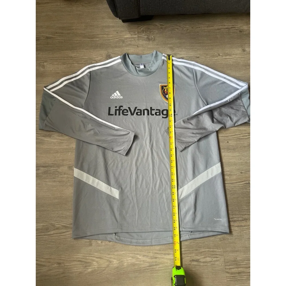 Adidas Men's Real Salt Lake Soccer Long Sleeve Training Grey Climacool Size XL